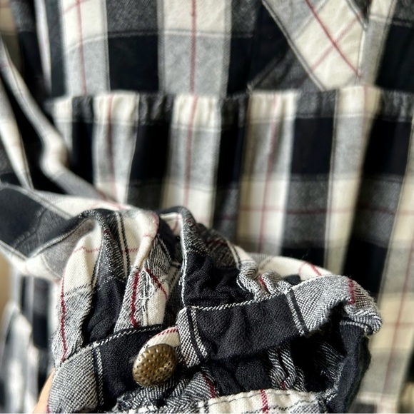 Anthropologie Maeve Amber Tiered Tunic Babydoll Dress Long Sleeve Plaid Size S - Picture 8 of 11